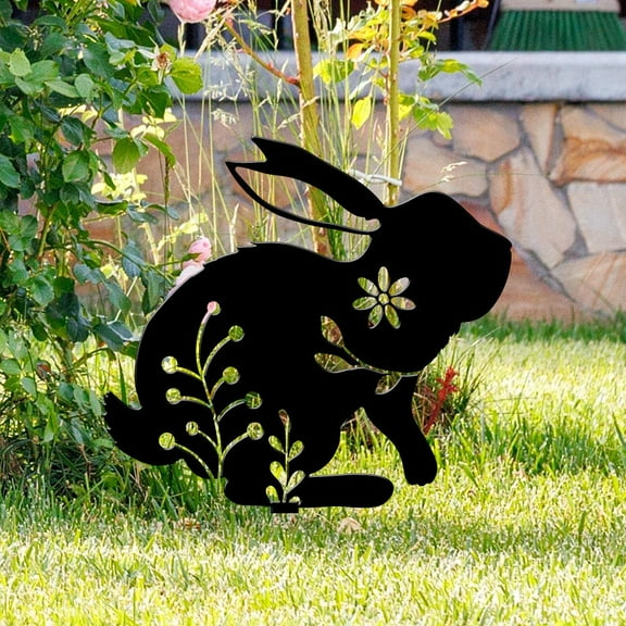 Easter Decorations Courtyard Art Black Rabbit Garden Insert Acrylic Material Easter Courtyard Decoration