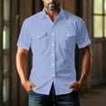 thumbnail image 3 of Mineart Mens Solid Color Shirts Button Down Short Sleeve Shirt Vintage Regular Fit Button Up Work Shirts with Two Pockets, 3 of 7