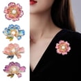 thumbnail image 2 of Women Brooch Sparkling Rhinestones Imitation Pearl Flower Shape Lapel Pin Suits Coats Bags Scarves Badge Versatile Accessory, 2 of 8