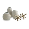 thumbnail image 4 of Signature Design by Ashley Vinburn 5-Piece Decorative Accessory Set, Modern Metal Vases and Sculptures, White and Goldtone, 4 of 5