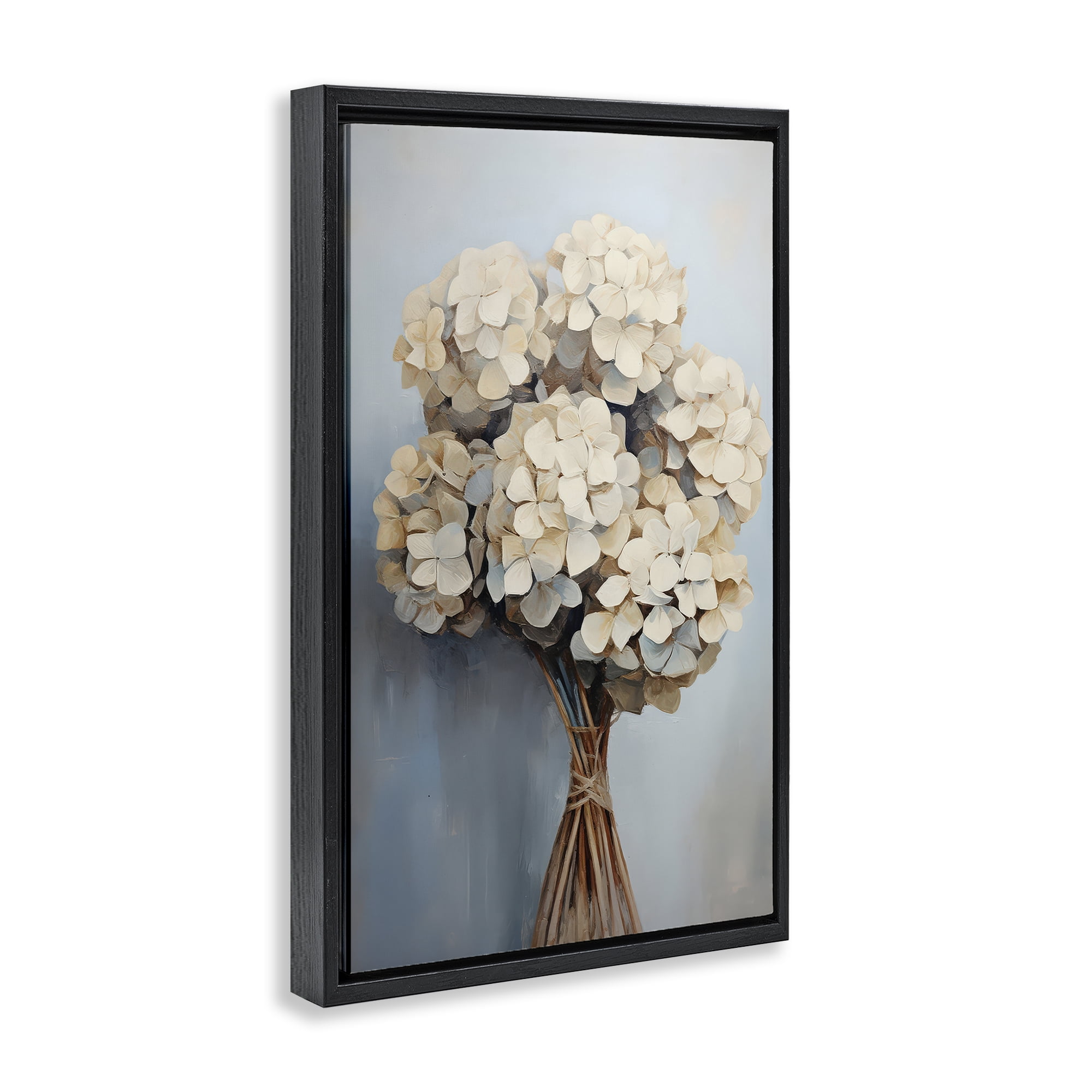 Stupell Industries Bundle of Hydrangea Plants & Flowers Painting Black Floater Framed Canvas Art Print Wall Art, 17 x 25