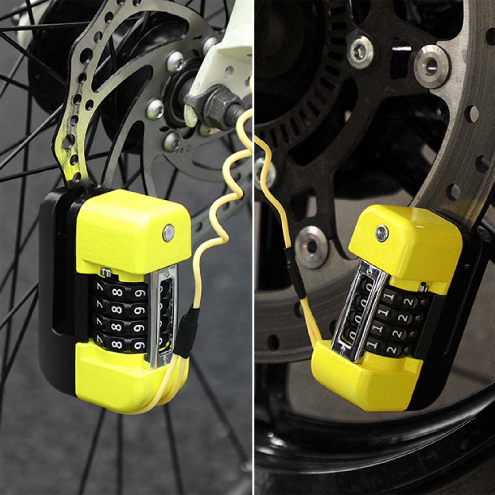Compacts Portable Motorcycle Disc Brake Lock Security Padlocks High Security Bicycles Wheel 4-Digit Combination Lock
