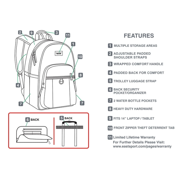 Eastsport Limited Jules Backpack, Black photo 2