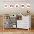 thumbnail image 6 of 2-Tier Open Shelf Storage Cabinet with 5 Fabric Drawers, Wide Dresser Chest for Bedroom Hallway Nursery Use, 6 of 8