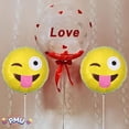 thumbnail image 2 of PMU 6 Pcs Just Kidding Smiley Face Balloon 9 Inch Pre-Inflated with Stick and Fringe Ribbons Funny Balloons Party Birthday Decorations (Tongue Out Winkling Eye), 2 of 6