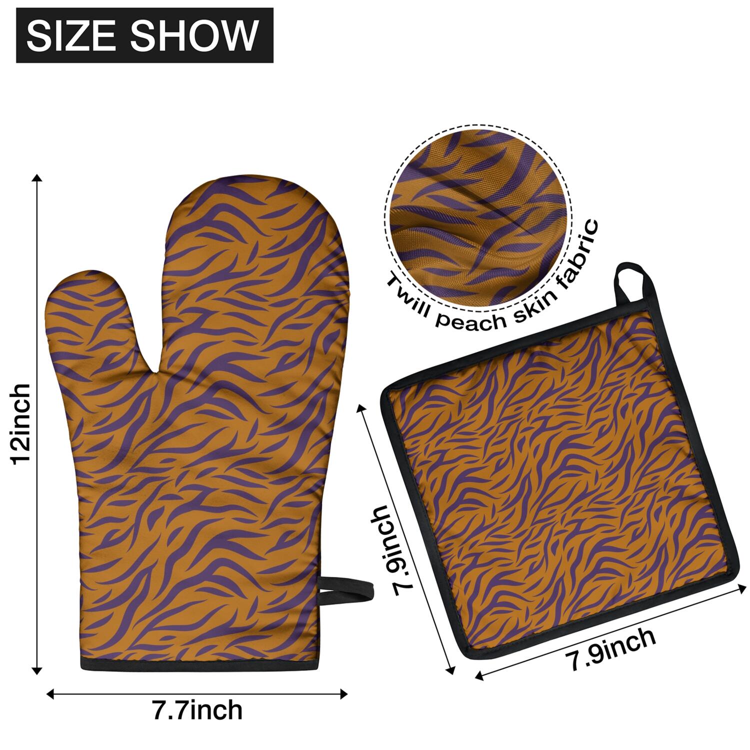 Leopard Print Oven Mitts and Pot Holders Set Of 4, Heat Resistant Kitchen Gloves with Non-Slip Grip, Hanging Loop, Soft Cotton Lining for Baking, Cooking, Grilling, Barbecue