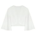 thumbnail image 5 of ZALDITA Womens Shrug Soft Chiffon Open Front Sheer 3/4 Sleeve Cropped Bolero Cardigan Ivory XXL, 5 of 6