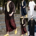 thumbnail image 2 of CENL Men Stripe Jubba Kaftan Dishdash Thobe Saudi Arab Muslim Clothing Maxi Robe New, 2 of 9