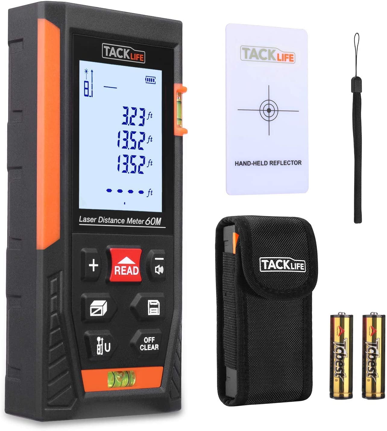 Tacklife HD60 Classic Laser Measure 196Ft M/In/Ft Mute Laser Distance Meter with