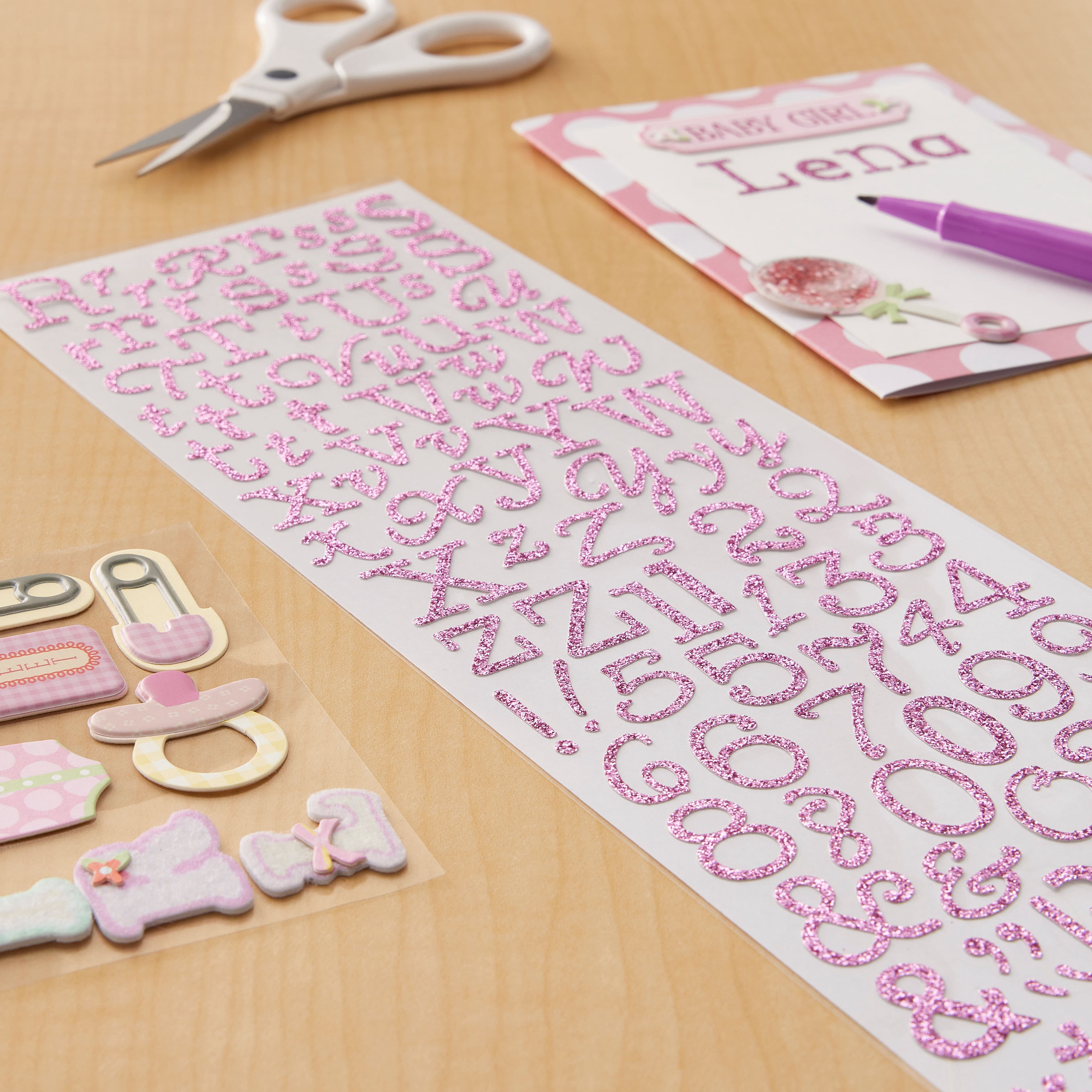 Recollections Glitter Alphabet Stickers, 12 Pack