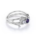 thumbnail image 3 of JeenMata Nature-inspired Design 1 Carat Round Brilliant Cut Lab Grown Alexandrite and Moissanite Triple Stone Wedding Ring Set in 18K White Gold Plating over Silver, 3 of 6