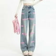 thumbnail image 2 of Denim Pants for Women Comfortable Baggy High Waist E Girl Streetwear Vintage Denim Straight Leisure Pants for Women, 2 of 7