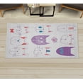 thumbnail image 1 of Cat Decorative Rug, Pets Moustache Bow Tie Hat Crown Fluffy and Fish Humor Faces Graphic, Quality Carpet for Bedroom Dorm and Living Room, 6 Sizes, Violet Scarlet, by Ambesonne, 1 of 1