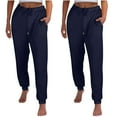 thumbnail image 1 of FAIWAD Womens Cinch Bottom Sweatpants 2PC High Waisted Drawstring Fleece Baggy Jogger Workout Trousers, 1 of 7