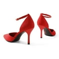 thumbnail image 2 of DREAM PAIRS Women’s High Heels Strappy Closed Toe Stiletto Ankle Strap Pointed Toe D'Orsay Heel Dress Wedding Party Pumps Shoes RED SDPU2215W size 5, 2 of 5