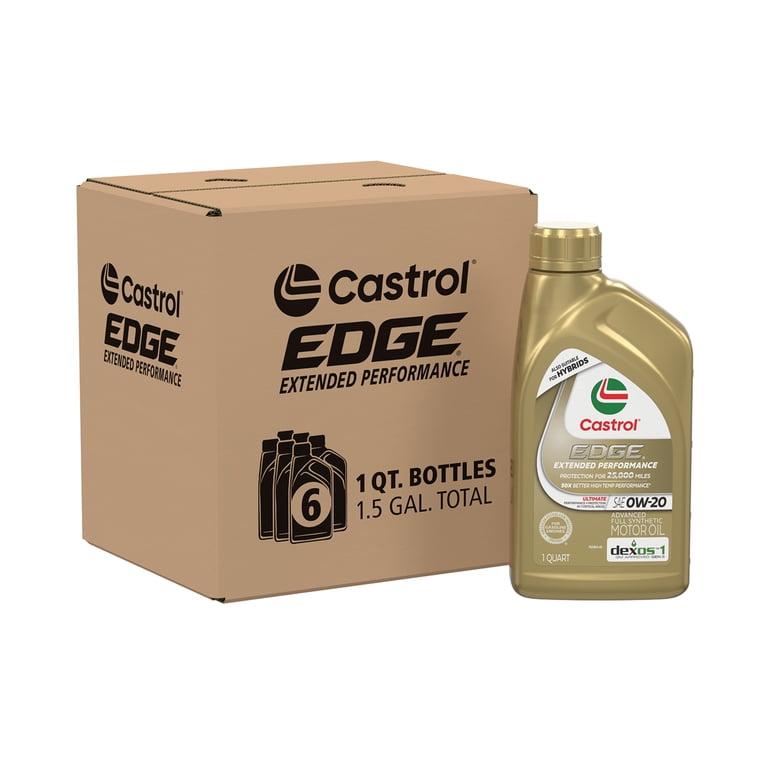High Mileage Castrol Edge Synthetic Motor Oil 0W-20, 1 Quart, Case