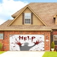 thumbnail image 2 of 6X13ft Halloween Garage Door Decorations Background Bloody Halloween Decorations Backdrop HELP Halloween Decorations Halloween Background Spooky Halloween Decor Indoor Outdoor Decor Banner Cover, 2 of 6