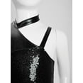 thumbnail image 4 of Sholeno Kids Girls Sequin Latin Dance Tassel Dress Leotard Shiny Asymmetrical Shoulder Fringe Skirted Bodysuit Black 8, 4 of 7