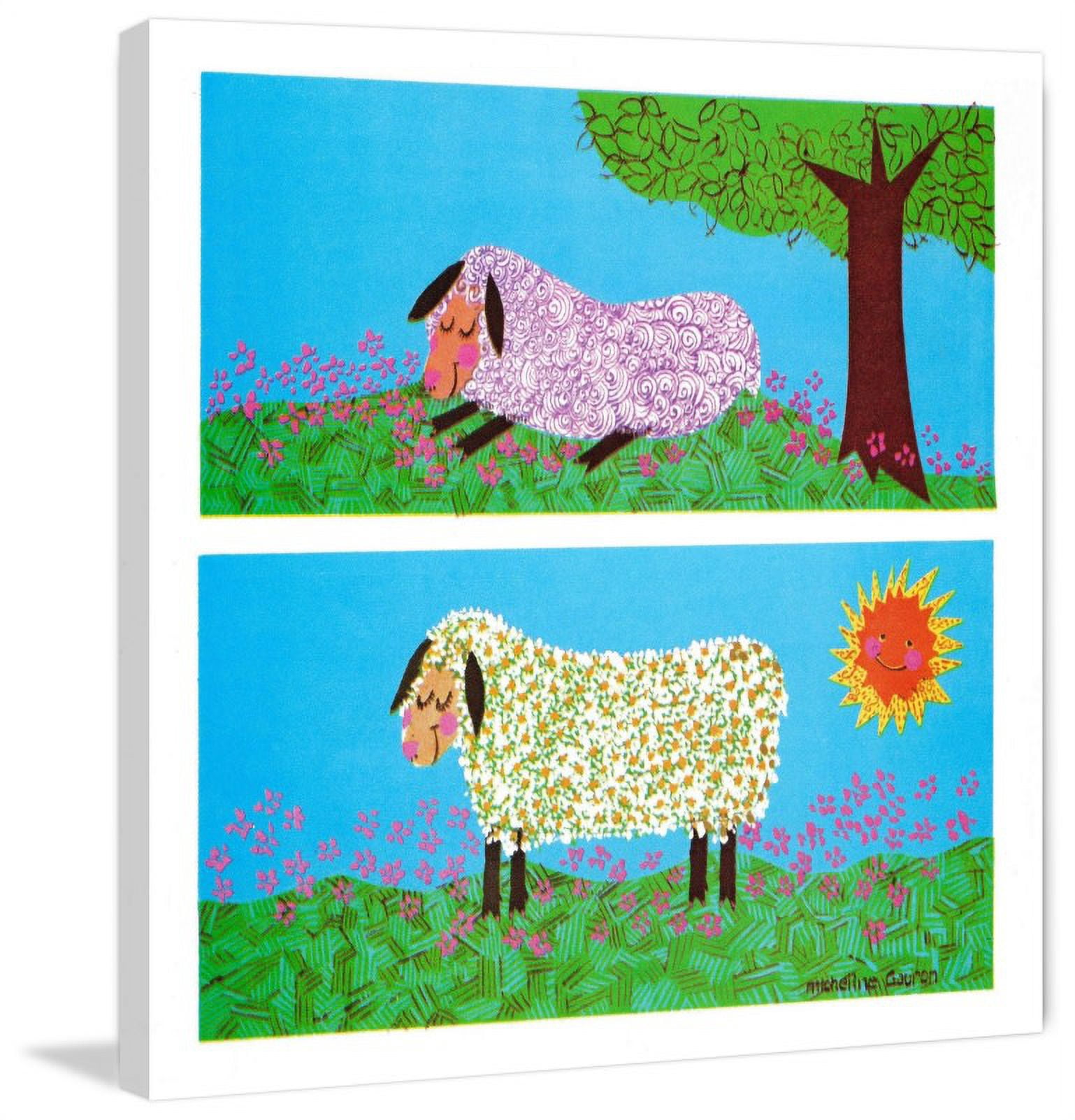 Marmont Hill "Happy Sheep" by Curtis Painting Print on Canvas