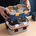 thumbnail image 1 of 304 Stainless steel Lunch box with Tableware for Adults Kids Leakproof Lunch Container Portable Grids Bento Box Food Containers Pink, 1 of 5