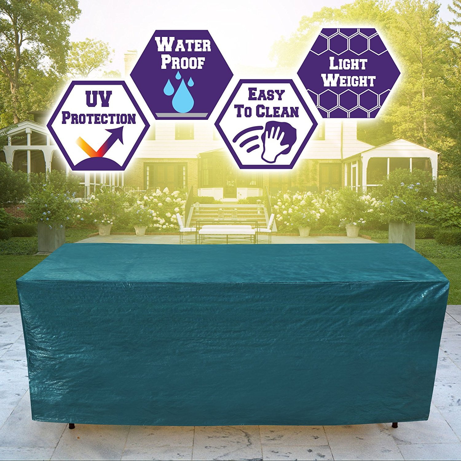 Outdoor 96"x30"x29" Patio Garden Table Furniture Set Protector, Furniture Cover, Green