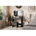thumbnail image 2 of Makeup Vanity Table with LED Lighted Mirror, Vanity Table Set with 2 Drawer & Charging Station, Small Vanity Desk Set with Storage Stool, Femal Gift, 2 of 9