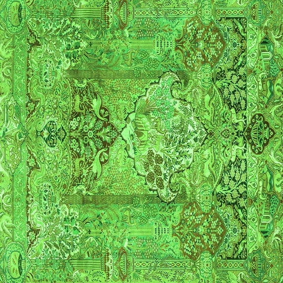 Ahgly Company Indoor Square Persian Green Traditional Area Rugs, 4' Square