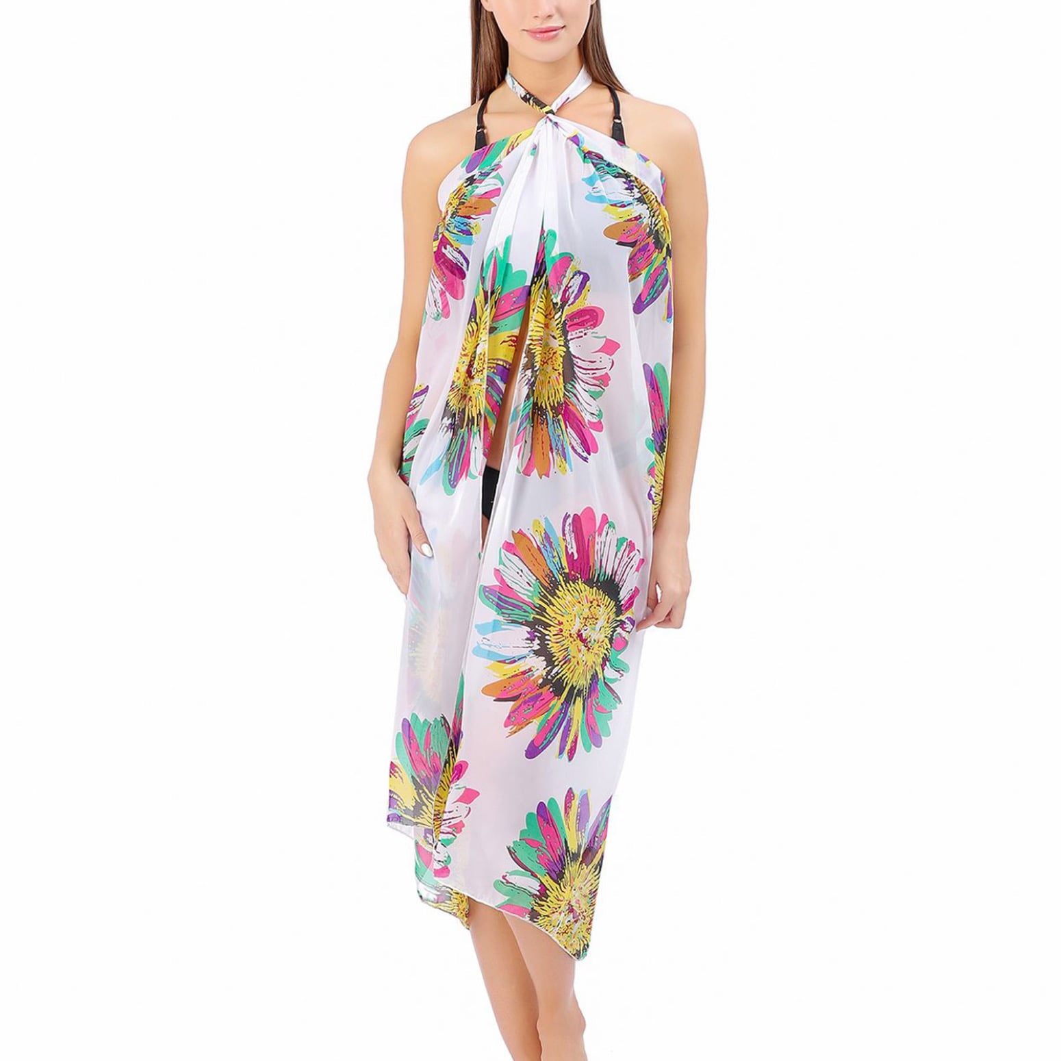 Lu's Chic Women's Sarong Beach Cover Up Light Beach Skirt Hawaiian Sheer Spring Soft Sexy Flowy