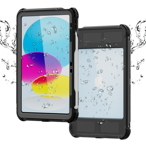 ELEHOLD Waterproof Rugged Case for iPad 10th Genetation 10.9" (2022) IP68 Underwater with Screen Protector Swivel Bracket Kickstand Pencil Holder Shoulder Strap Shockproof Dustproof Protective Case