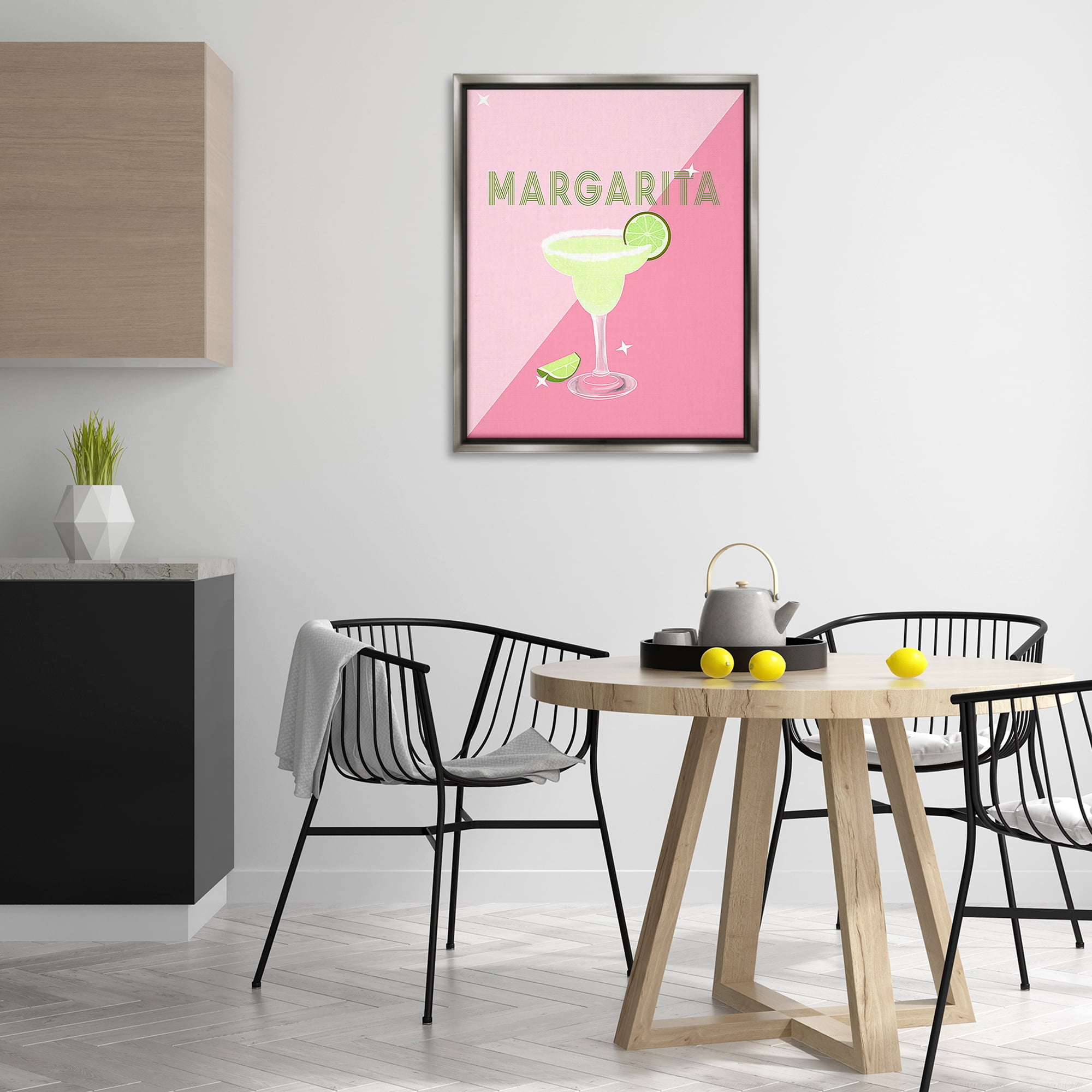 Stupell Industries Modern Margarita on Pink Food & Beverage Painting Gray Floater Framed Canvas Art Print Wall Art, 25 x 31