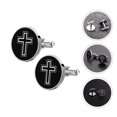 thumbnail image 2 of Eease Men's Cross Cufflinks - Black Gift, 2 of 4