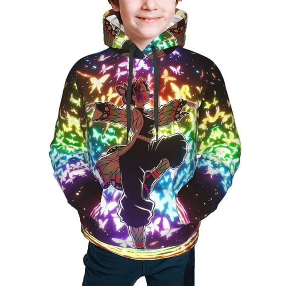 Demon Slayer Shinobu Kocho Kids' Hoodie 3d Print Sweatshirt Soft Pullover Hooded With Big Pockets For Boys Or Girls Small