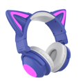 thumbnail image 2 of Auriculares Supraaurales 5.0, Auriculares Estéreo Plegables con Oreja de Gato, Auriculares, Micrófono Integrado, Auriculares para , Púrpura, 2 of 5