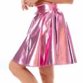 thumbnail image 4 of Mrat Layered Flowy Skirts Women's Basic Versatile Stretchy Flared Casual Solid Color Party Cosplay Mini Skater Skirt A-Line Flowy Skirts S-24 Pink-A XL, 4 of 4