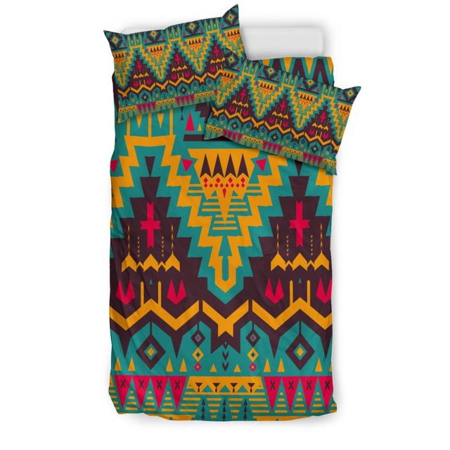 Juego de Cama Nativo Americano Naranja y Esmeralda LT10