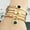 Golden, variant on 3pcs combination Women's western style stainless steel bracelet with Roman numeral design gold-plated 18K gold heart-shaped rhinestone combination bracelet, gift giving party decoration bracelet