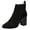 Black, variant on Womens Patchwork Faux Suede Leather Pointed Toe Ankle Boots, Side Zipper Chunky Block Heel Short Chelsea Booties Brown 5(36)