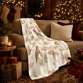 thumbnail image 3 of Rustic Western Horse Floral Garland Pattern Cream, Rustic Farmhouse Horse Scene, Warm Flannel Blanket for Ranch House and Living Room, Horse Lovers Housewarming Gift, Rustic Home Decor, 3 of 9