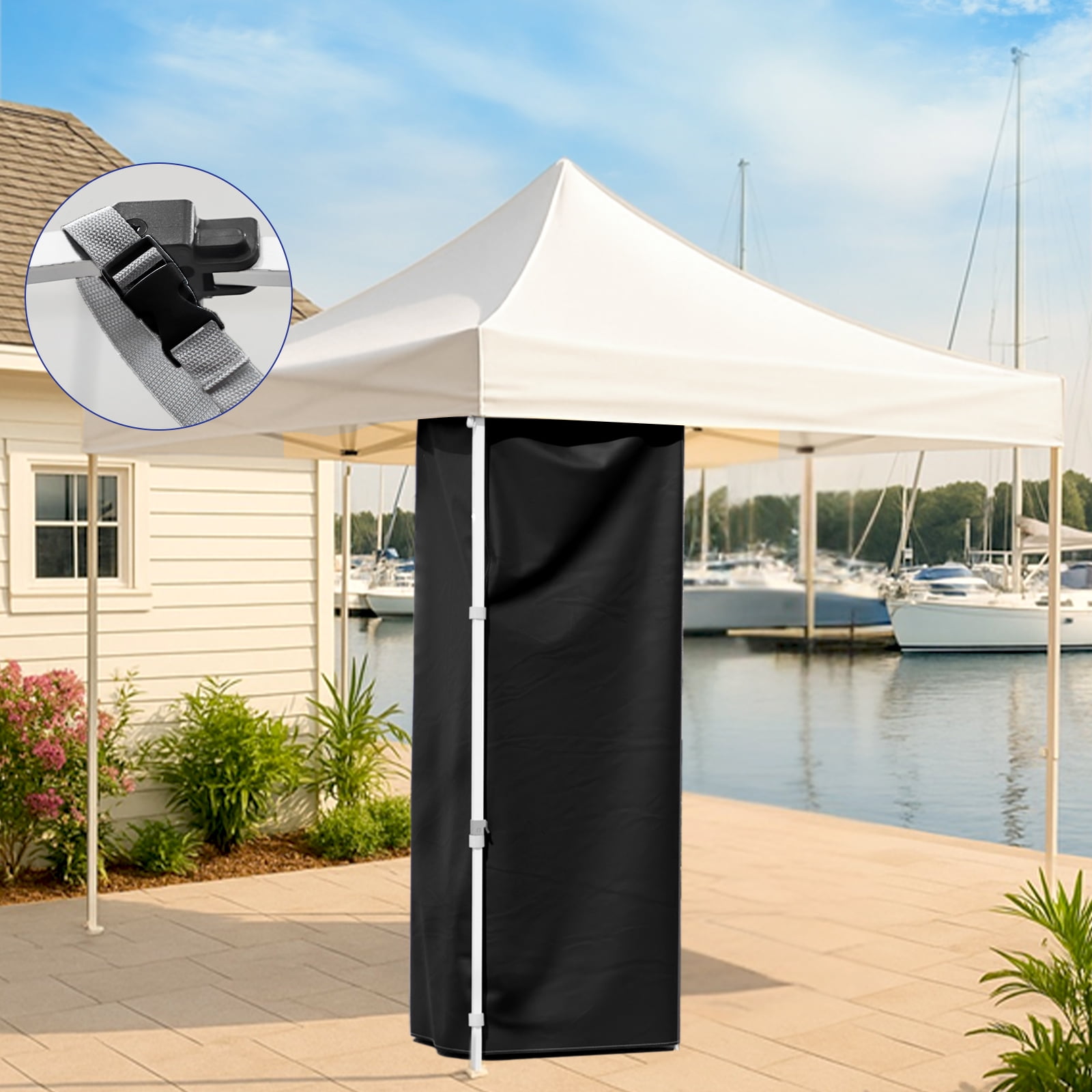 EAGLE PEAK Portable Privacy Tent Changing Room for Pop-up Canopy Fits Canopies with Cross Bars Outdoor Hanging Privacy Curtain, Black