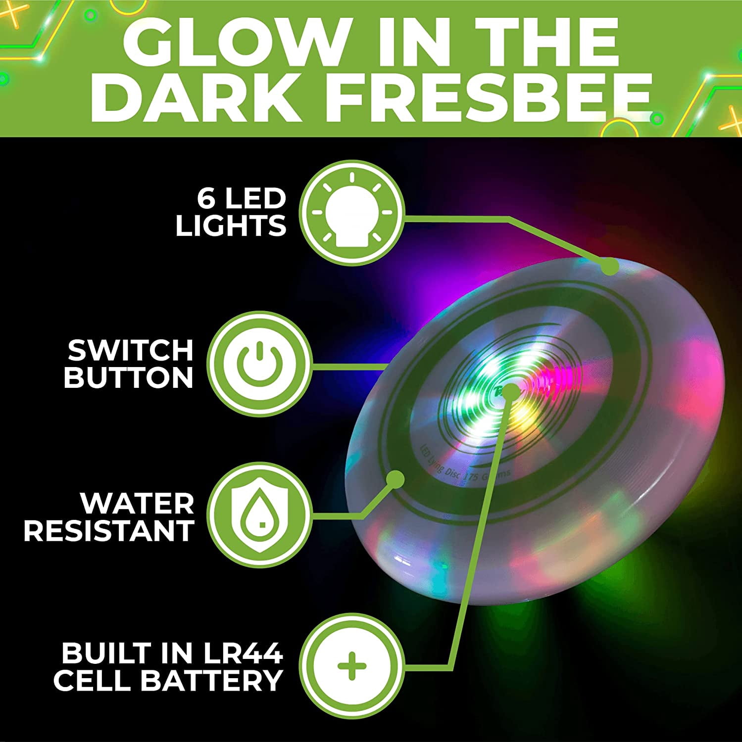 Toysery LED Fresbee. Glow in The Dark Light Up Fresbee for Adults and Kids | Outdoor Flying Disk | Fresbee disc