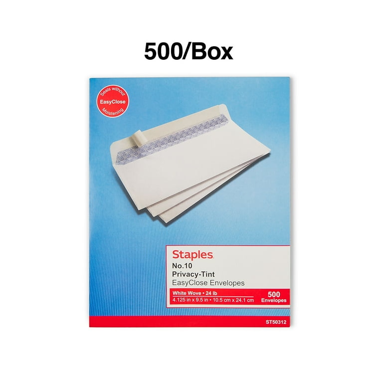 プランエス　フェイスシート　10 Staples EasyClose #10 Envelope, White, Peel Seal, Letter Size