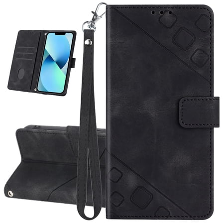 Dteck Wallet Case for iPhone XS Max, Premium PU Leather Flip Folio Card Holder Wallet with Wrist Strap Magnetic Closure Built-in Kickstand Protective Case,Black