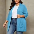 thumbnail image 4 of BXJX Womens Plus Size Cardigans, Open Front Stretchable 3/4 Sleeve Lightweight Cardigan Sweaters with Pockets Blue Size 3XL, 4 of 9