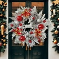 thumbnail image 3 of Suncoda Christmas Wreath, Christmas Wreath Christmas Deer Flocking Wreath Christmas Balls Pinecone Decoration Wall Hanging Door Hanging, Christmas Ornament, 3 of 9