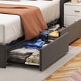 thumbnail image 4 of Full Size Upholstered Platform Bed with RGB LED Lights, Platform Bed Frame with Wings Headboard, Full Bed Frame with Solid Steel Framework and Solid Wood Slats Support for Bedroom,  Dark Grey, 4 of 9