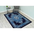 thumbnail image 6 of Glamour Hand Carved Thick Plush Pile Boho Traditional Oriental Floral Area Rug Carpet For Living Room Bedroom (Navy Blue, 2' 6" x 7' 9" Runner), 6 of 11