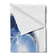 thumbnail image 2 of Space Soft Flannel Fleece Throw Blanket, Yin Yang World Moon and Sun Harmony of the Universe Art Print, Cozy Plush for Indoor and Outdoor Use, 60" x 80", Navy Blue Sky Blue White, by Ambesonne, 2 of 5