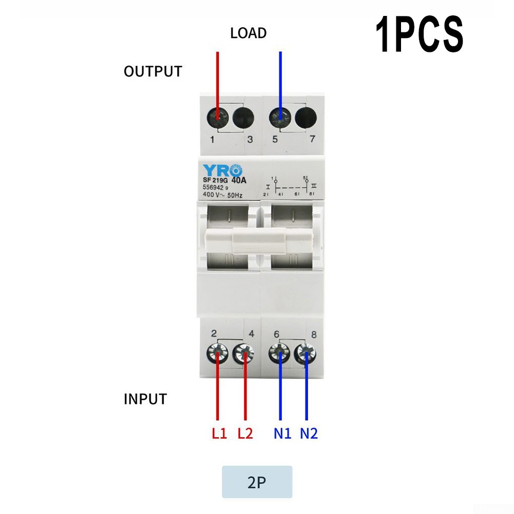 Arkzeo 1PCS 2P 40A/63A MTS Dual Power Manual Transfer Switch Interlock Circuit Breaker 63A