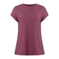 thumbnail image 4 of CUSTG Women's T-Shirts Summer Short Sleeved T Shirt Solid Color Tops Cozy O-Neck Tee, 4 of 5