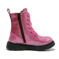 thumbnail image 3 of Boys Girls Waterproof Lace Up Side Zipper Mid Calf Combat Boots Pink 3 Little Kid, 3 of 7